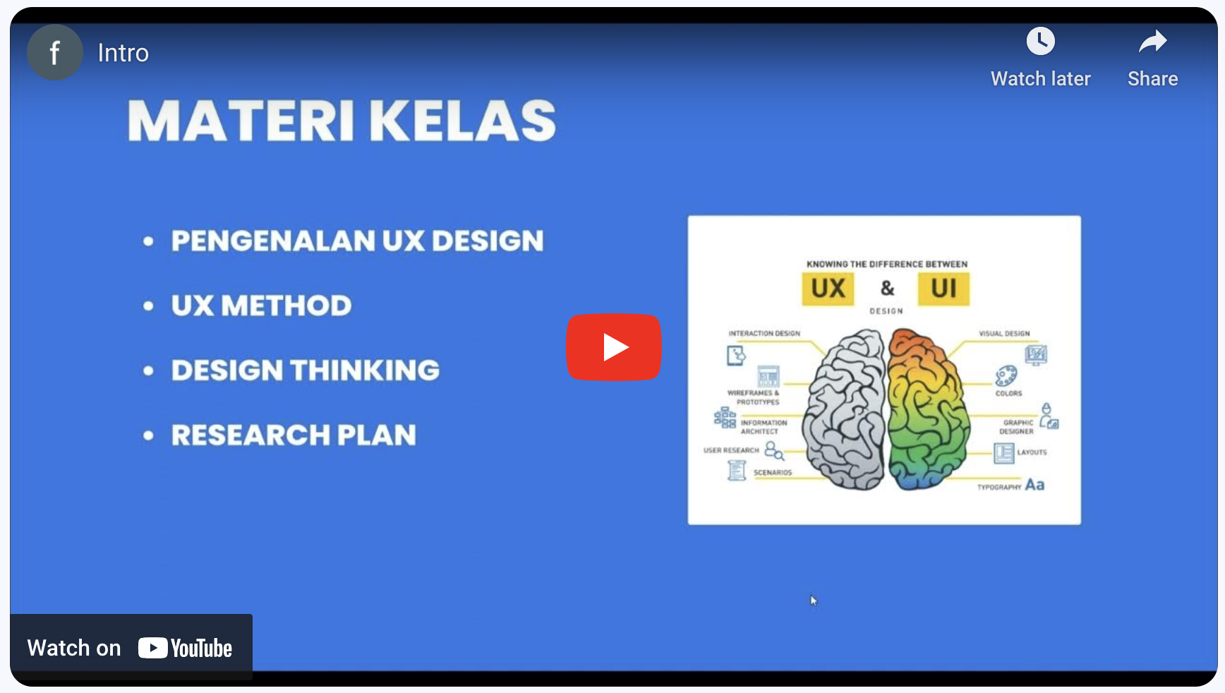 Kelas Online Gratis UX Design Proses: Design Thinking & Membuat Riset Plan